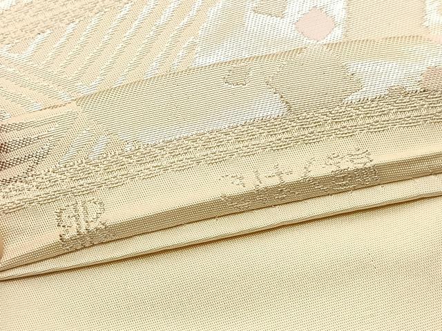 平和屋着物◎西陣　服部織物謹製　六通柄袋帯　こはく錦　立波箔散らし文様　銀糸　正絹　逸品　BAAV9673hv