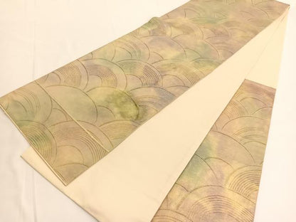 平和屋着物◎六通柄袋帯　青海波　金糸　引箔　正絹　逸品　BAAV9674hv