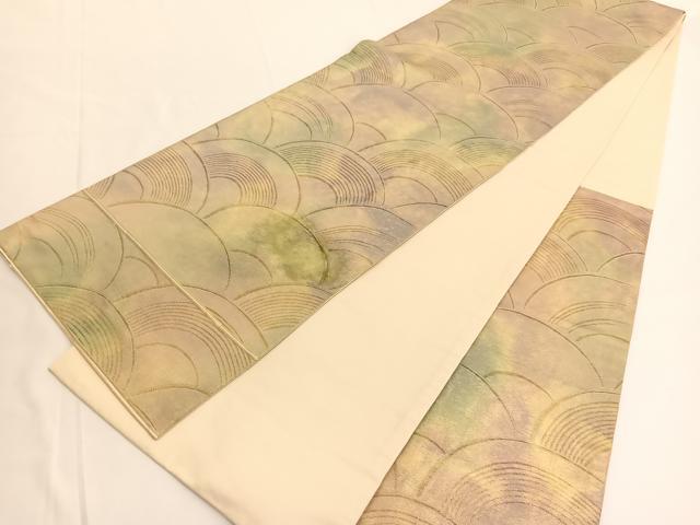 平和屋着物◎六通柄袋帯　青海波　金糸　引箔　正絹　逸品　BAAV9674hv