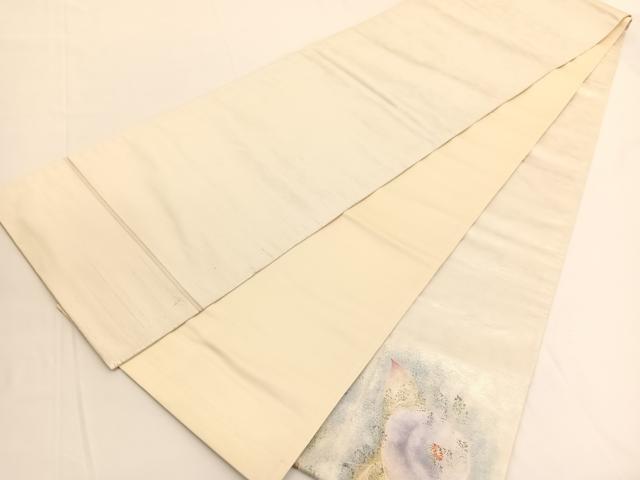 平和屋着物◎太鼓柄袋帯　刺繍　椿　金彩　引箔　正絹　逸品　BAAV9685hv