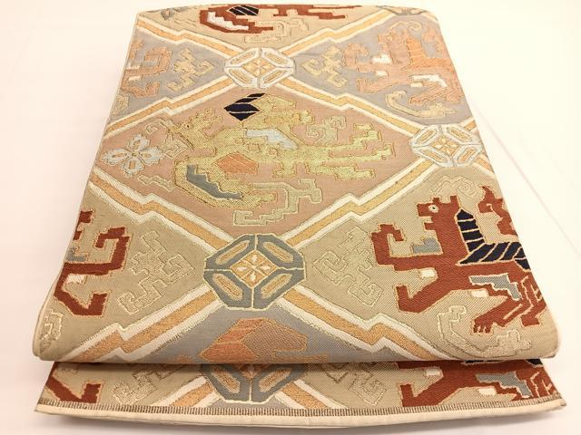 平和屋着物◎六通柄　本袋帯　唐織　コプト　花喰い鳳凰　金銀糸　正絹　逸品　BAAV9686hv