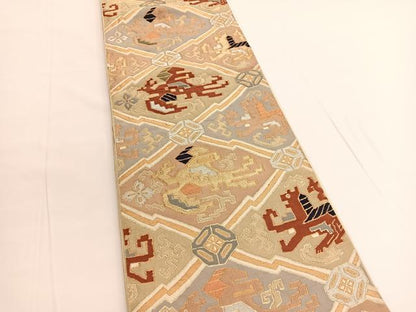 平和屋着物◎六通柄　本袋帯　唐織　コプト　花喰い鳳凰　金銀糸　正絹　逸品　BAAV9686hv