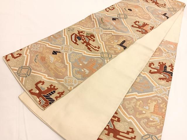 平和屋着物◎六通柄　本袋帯　唐織　コプト　花喰い鳳凰　金銀糸　正絹　逸品　BAAV9686hv