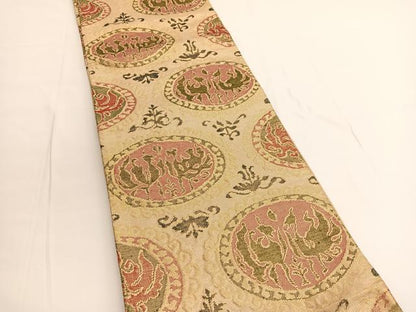 平和屋着物◎佐賀錦 六通柄袋帯 向かい鳳凰丸文 金糸 正絹 逸品 BAAV9688hv