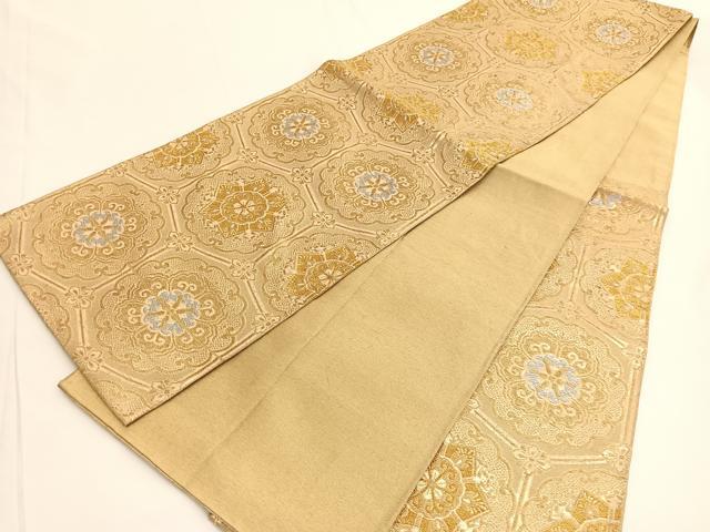 平和屋着物◎六通柄袋帯 亀甲花文 金銀糸 正絹 逸品 BAAV9697hv