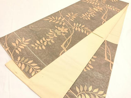 平和屋着物◎六通柄袋帯　枝花文　金糸　引箔　正絹　逸品　BAAV9701hv