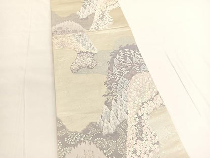 平和屋着物◎六通柄袋帯　唐織　洛西春秋抄　銀糸　正絹　逸品　BAAV9702hv