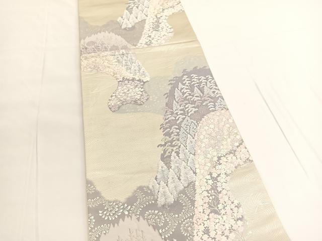 平和屋着物◎六通柄袋帯　唐織　洛西春秋抄　銀糸　正絹　逸品　BAAV9702hv