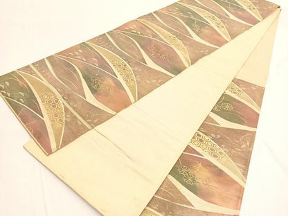 平和屋着物◎西陣 六通柄袋帯 亀甲花文 金銀糸 引箔 正絹 逸品 BAAV9710hv