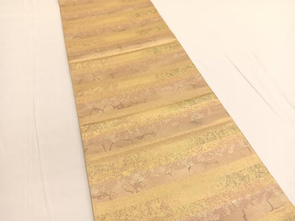 平和屋着物◎六通柄袋帯 横段文 金糸 引箔 正絹 逸品 BAAV9712hv
