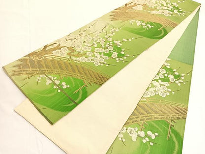 平和屋着物◎六通柄袋帯　唐織　渡橋梅文　金銀糸　正絹　逸品　BAAV9713hv