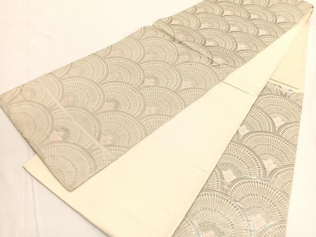 平和屋着物◎西陣 六通柄袋帯 唐織 花青海波 九百プラチナ二重箔 正絹 逸品 BAAV9728hv