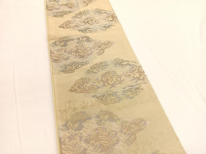 平和屋着物◎六通柄袋帯　更紗飾花文　金糸　正絹　逸品　BAAV9735hv