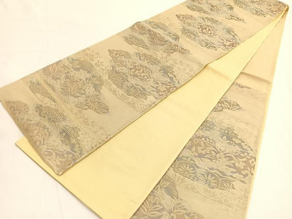 平和屋着物◎六通柄袋帯　更紗飾花文　金糸　正絹　逸品　BAAV9735hv