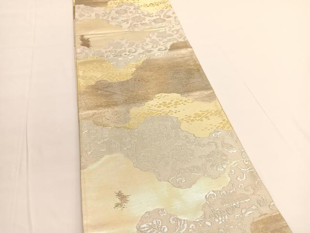 平和屋着物◎西陣 六通柄袋帯 道長花唐草文 紫箔錦 証紙付き 正絹 逸品 BAAV9744hv
