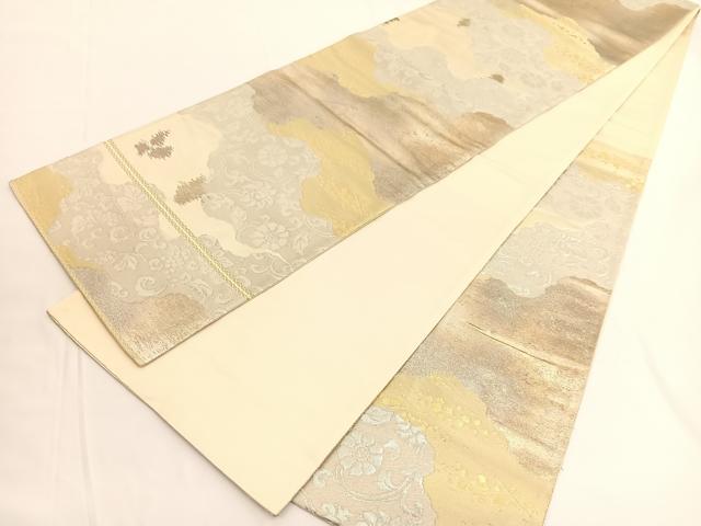 平和屋着物◎西陣 六通柄袋帯 道長花唐草文 紫箔錦 証紙付き 正絹 逸品 BAAV9744hv