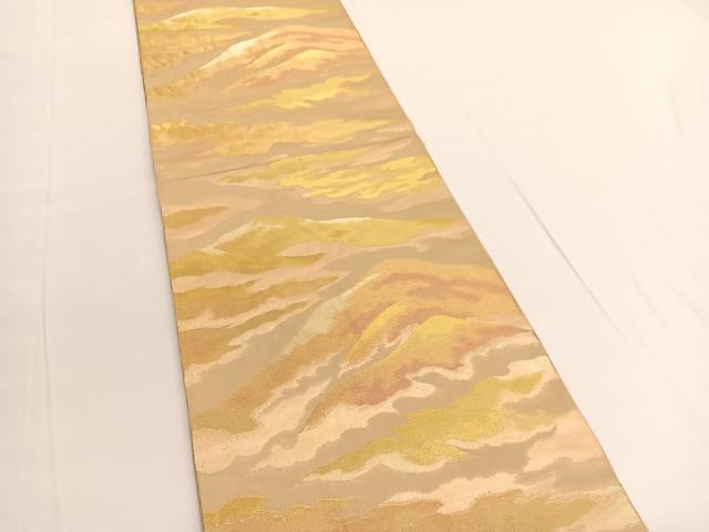 平和屋着物◎六通柄袋帯 遠山文 金糸 三越扱い 正絹 逸品 BAAV9749hv