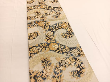平和屋着物◎六通柄袋帯 唐織 更紗花唐草文 金銀糸 正絹 逸品 BAAV9751hv