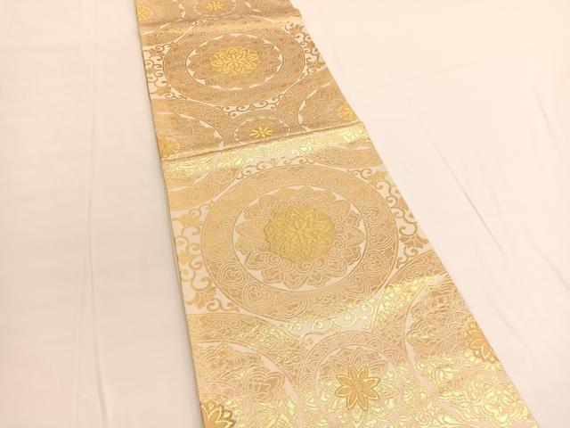 平和屋着物◎六通柄袋帯 更紗花丸文 金糸 正絹 逸品 BAAV9763hv