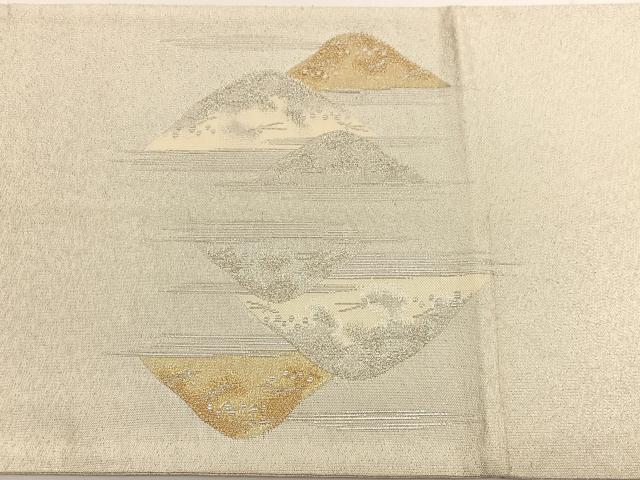 平和屋着物◎太鼓柄袋帯 明綴 遠山文 プラチナ箔 正絹 逸品 BAAV9764hv