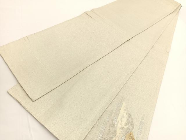 平和屋着物◎太鼓柄袋帯 明綴 遠山文 プラチナ箔 正絹 逸品 BAAV9764hv