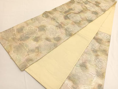 平和屋着物◎六通柄袋帯 ふくれ織 更紗花丸文 金銀糸 引箔 三越扱い 正絹 逸品 BAAV9776hv