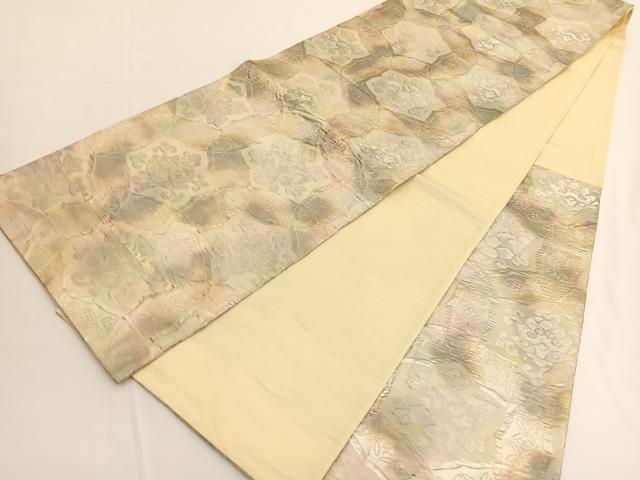 平和屋着物◎六通柄袋帯 ふくれ織 更紗花丸文 金銀糸 引箔 三越扱い 正絹 逸品 BAAV9776hv