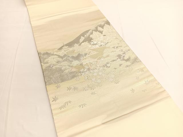 平和屋着物◎九寸開き名古屋帯 京名所 東山 プラチナ二重箔 引箔 正絹 逸品 BAAV9791hv