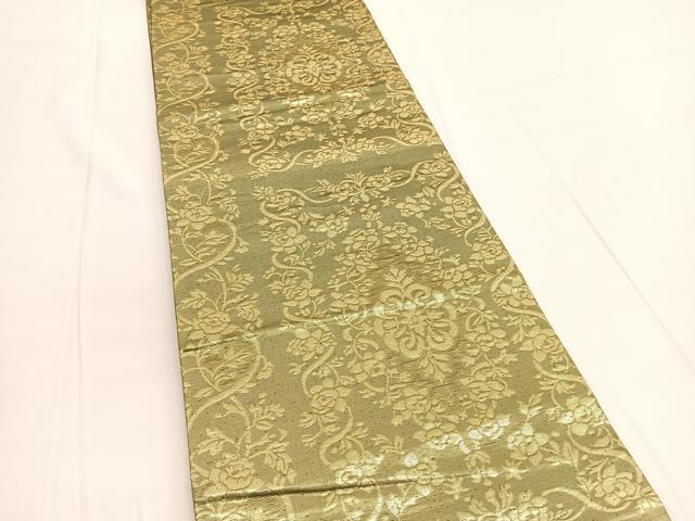 平和屋着物◎六通柄袋帯 飾花文 金糸 正絹 逸品 BAAV9804hv