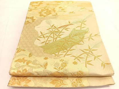 平和屋着物◎六通柄袋帯 板橋更紗花鳥文 金糸 正絹 逸品 BAAV9838hv