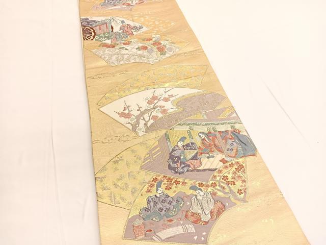 平和屋着物◎六通柄袋帯　唐織　九百錦　平安絵巻文　金銀糸　正絹　逸品　BAAV9851hv