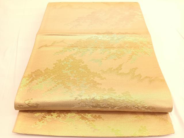平和屋着物◎六通柄袋帯　樹林文　金銀糸　正絹　逸品　BAAV9853hv