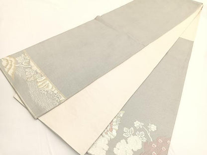 平和屋着物◎太鼓柄袋帯　唐織　孔雀花文　金銀糸　正絹　逸品　BAAV9863hv