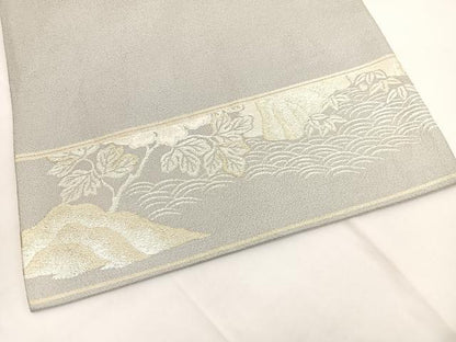 平和屋着物◎太鼓柄袋帯　唐織　孔雀花文　金銀糸　正絹　逸品　BAAV9863hv