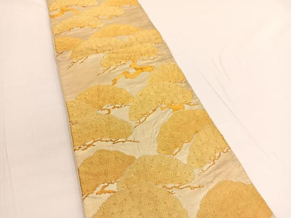 平和屋着物◎六通柄袋帯　松　金糸　正絹　逸品　BAAV9870hv