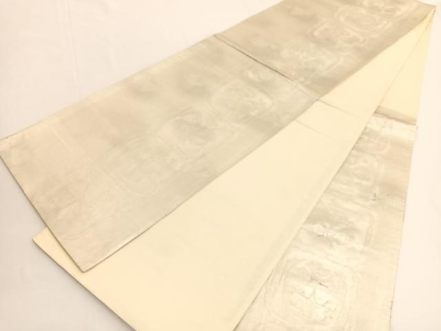 平和屋着物◎六通柄袋帯　色紙花文　銀糸　引箔　正絹　逸品　BAAV9871hv