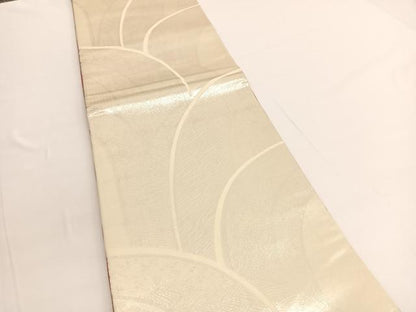 平和屋着物◎両面　全通柄袋帯　唐織　立波文様　銀糸　正絹　逸品　BAAV9878hv