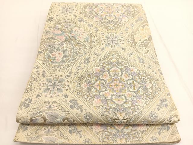 平和屋着物◎六通柄袋帯　唐織　蜀江天井華文　プラチナ箔　正絹　逸品　BAAV9880hv