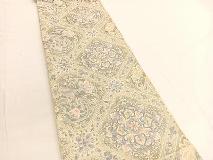 平和屋着物◎六通柄袋帯　唐織　蜀江天井華文　プラチナ箔　正絹　逸品　BAAV9880hv
