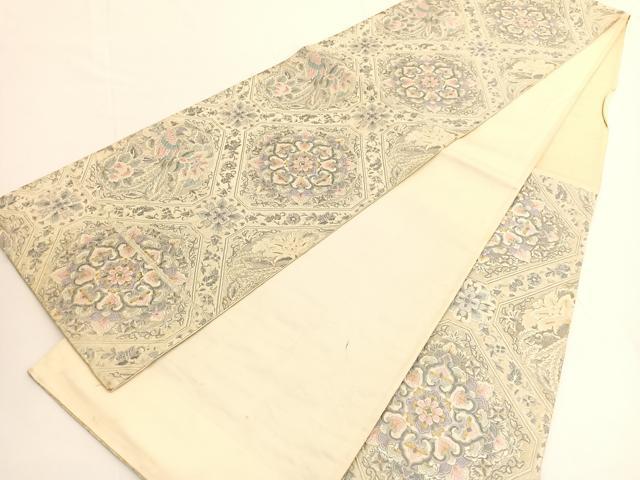 平和屋着物◎六通柄袋帯　唐織　蜀江天井華文　プラチナ箔　正絹　逸品　BAAV9880hv