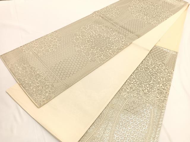 平和屋着物◎西陣　六通柄袋帯　宝相華有職文様　プラチナ二重箔　証紙付き　正絹　逸品　BAAV9888hv