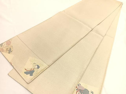 平和屋着物◎太鼓柄袋帯　綴れ　童子遊び花鳥文　金銀糸　正絹　逸品　BAAV9893hv
