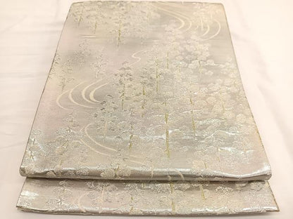平和屋着物◎六通柄袋帯 唐織 流水槍梅文 金銀糸 正絹 逸品 BAAV9896hv