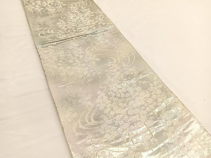 平和屋着物◎六通柄袋帯 唐織 流水槍梅文 金銀糸 正絹 逸品 BAAV9896hv