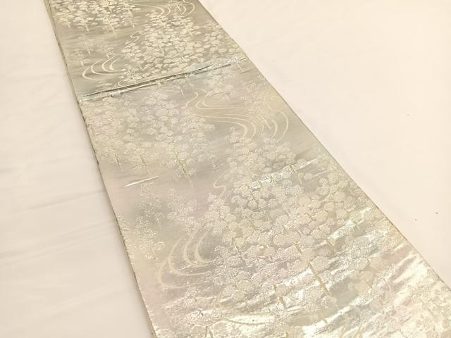 平和屋着物◎六通柄袋帯 唐織 流水槍梅文 金銀糸 正絹 逸品 BAAV9896hv