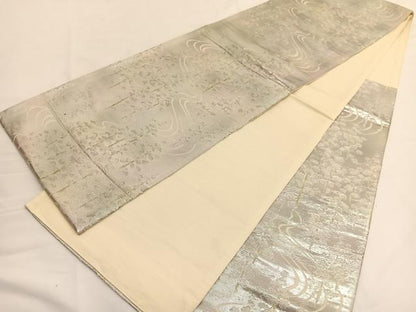 平和屋着物◎六通柄袋帯 唐織 流水槍梅文 金銀糸 正絹 逸品 BAAV9896hv