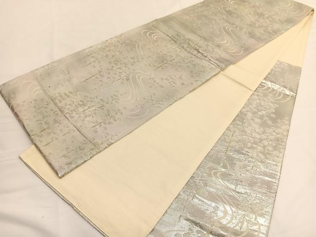 平和屋着物◎六通柄袋帯 唐織 流水槍梅文 金銀糸 正絹 逸品 BAAV9896hv