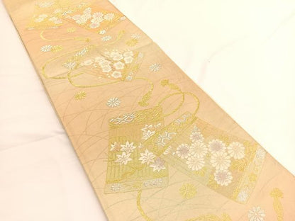 平和屋着物◎西陣 六通柄袋帯 唐織 鎧縅花文 金銀糸 正絹 逸品 BAAV9907hv
