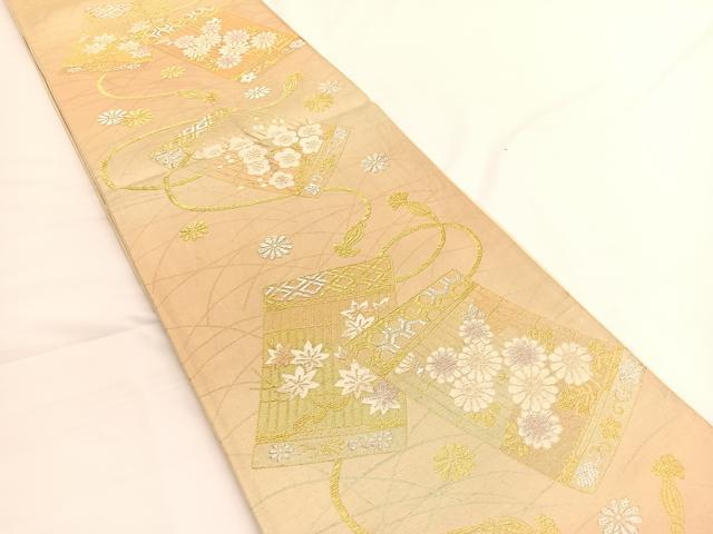 平和屋着物◎西陣 六通柄袋帯 唐織 鎧縅花文 金銀糸 正絹 逸品 BAAV9907hv