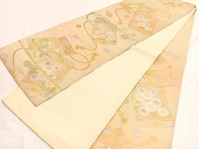 平和屋着物◎西陣 六通柄袋帯 唐織 鎧縅花文 金銀糸 正絹 逸品 BAAV9907hv
